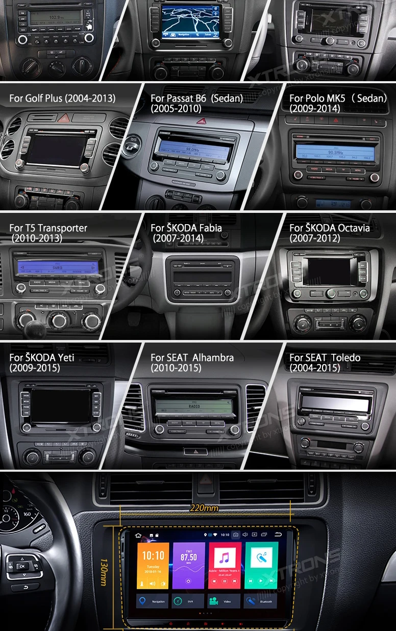 Top 9" Android 8.0 Octa Core 4GRAM Car Player Radio GPS No DVD for vw Volkswagen Golf Plus Passat CC Touran Tiguan Sharan Skoda Seat 7