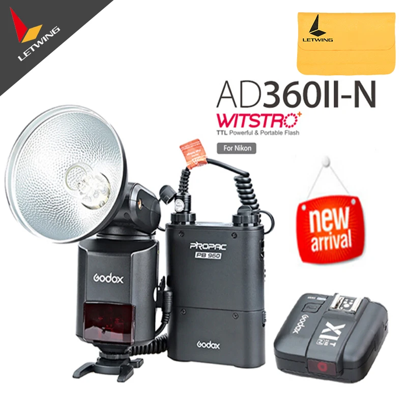 

Godox Witstro AD-360 AD360II-N TTL Flash Speedlite + PB960 Battery Pack Black+ X1N Wireless Transmitter for Nikon DSLR Camera