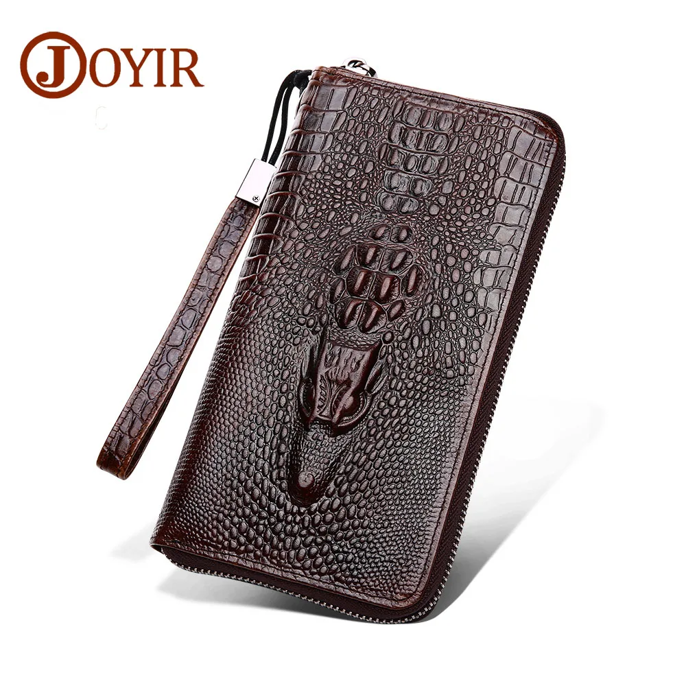 

Vintage Genuine Leather Alligator Men Wallet Long Zipper Purse Special Money Card Holder Phone Bag Clutch for Male HandBag