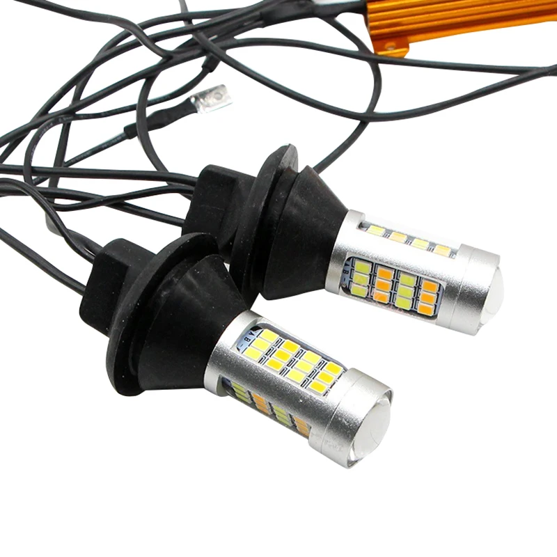 2X Bau15S 1156 P21W S25 42Smd переключатель назад Led Белый Drl и Янтарный указатель поворота Светодиодная лампа внутреннего освещения