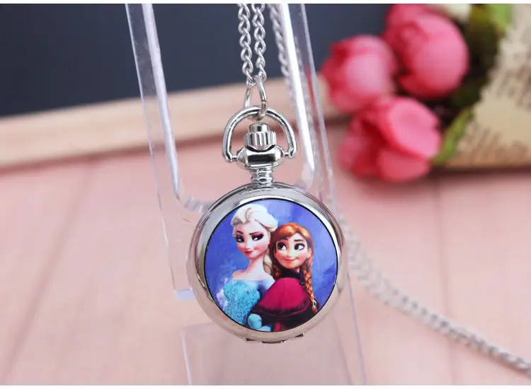 

Dropshipping Relojes Mujer Infantil Reloj Snow Queen Princess elsa anna Cartoon Watch pocket watch Children Kids Quartz Clock