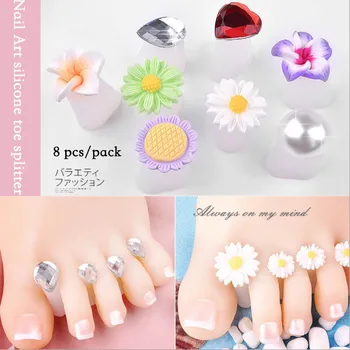 

8 pieces/pack cute silicone Soft Toes Separator Professional Foots Beauty Tools daisy Rhinestone shaped 2018 Japanese-style