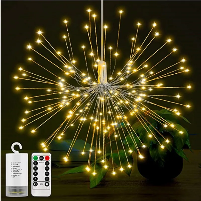 100 шт. DIY 150 светодиодный светильник с фейерверком, рождественским взрывом, звездами, звездами для свадебной вечеринки, венком, Рождественский светильник