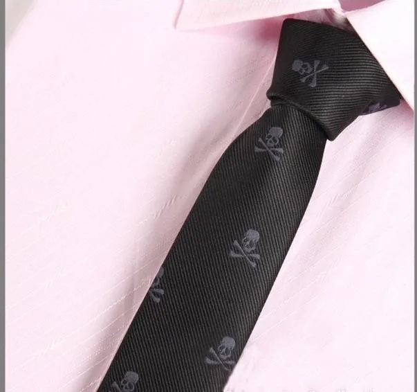 Mantieqingway 5 см галстуки с мотивами Хэллоуина для мужчин черный череп Свадебный шейный галстук тонкий обтягивающий мужской галстук из полиэстера коммерческий галстук - Цвет: black