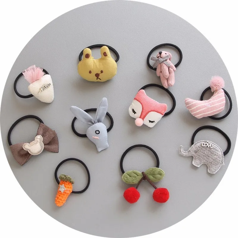 

1PC New Lovely Bear Cherry Children Hair Ropes Cute Elastic Rubber Hair Band Girls Hair Accessories Baby Headwear Kids Headdress