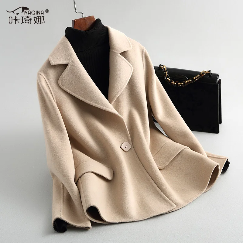 

Double-faced Wool Coat Women Elegant Female Jacket 2018 Autumn Winter Short Coats and Jackets Women Casaco Feminino 38071 KJ926