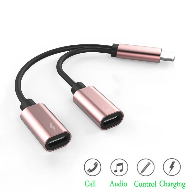 Beste 2 in 1 Oortelefoon Opladen Converter voor iPhone X 8 8 Plus 7 7 Plus Dual jack Audio Adapter Hoofdtelefoon Splitter Kabel Voor iOS telefoon