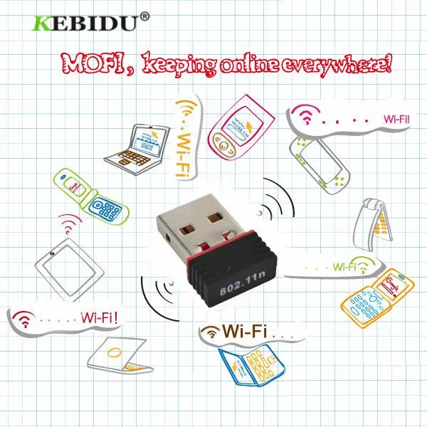 Kebidu 150 Мбит/с WiFi беспроводной LAN адаптер 802,11 n/g/b 150 м Мини USB Сетевая карта MT7601 RT для телефона Ноутбук Pro Air Win Xp 7