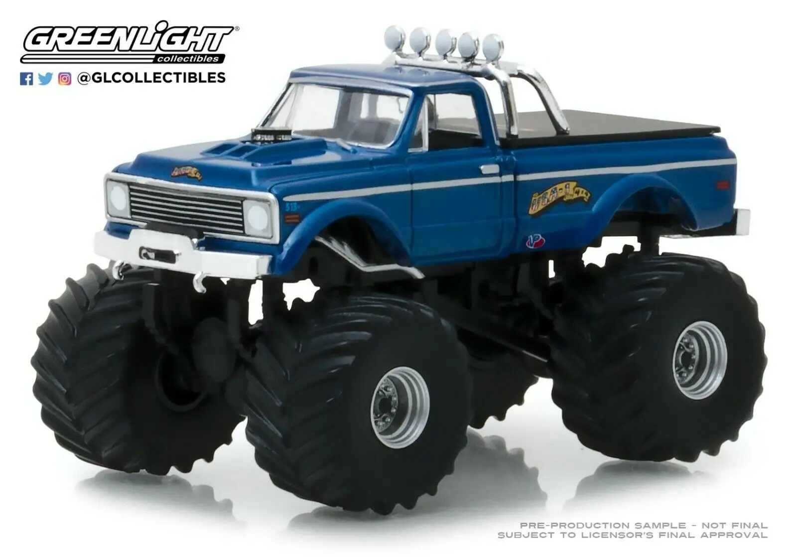 GL 1: 64 1970 Chevrolet K-10 Monster Truck USA-1 сплав модель машинки, Diecast металлические игрушки подарок на день рождения для детей, носки для мальчиков