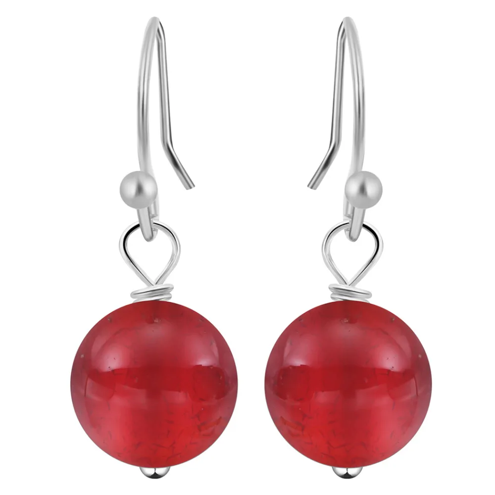 Kinitial Natural Stone Hook Earring Three Color Selectable Ball