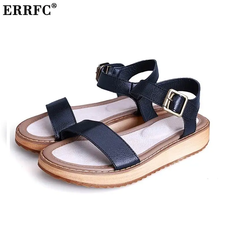 

ERRFC New White Women Sandal Shoes Fashion Ankle Wrap Gladiator Casual Buckle Platform Lady Shoes Rome Style Plus Size 45