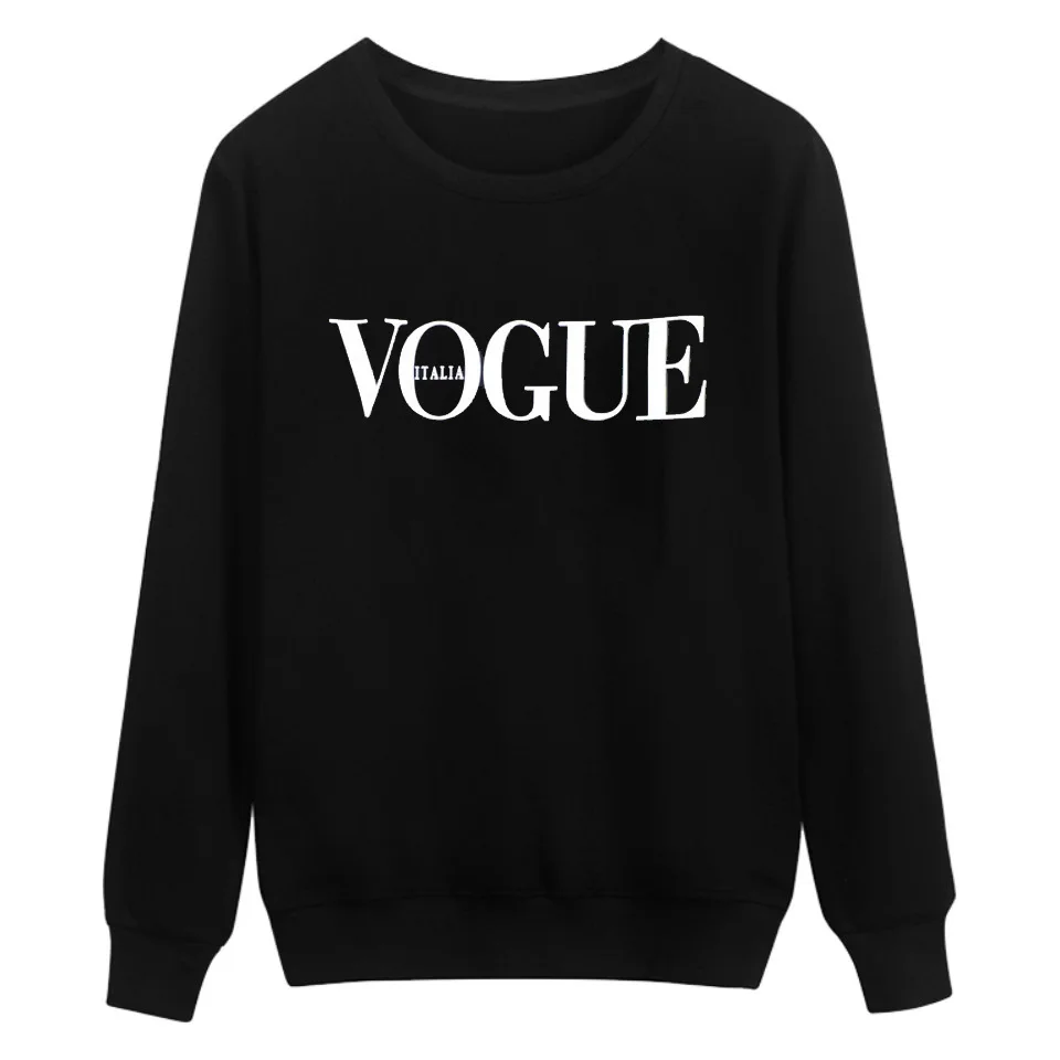 

Long Sleeve Hoodie Women VOGUE Print Sweatshirts Plus Size 3XL Autumn O-Neck Casual Simple Female Clothes High Quality Hoodies