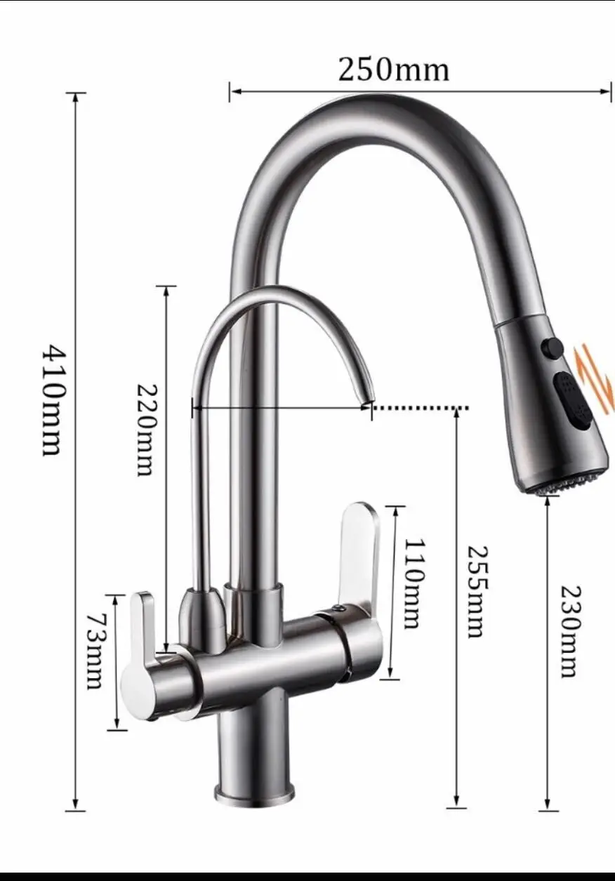Azeta Pull Down кухонный кран torneira cozinha фильтр для воды 3 способа смеситель раковины