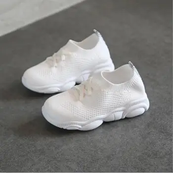 

Spring 2019 new kids comfortable walking shoes boys and girls knitting outdoor casual soft soles children's shoes