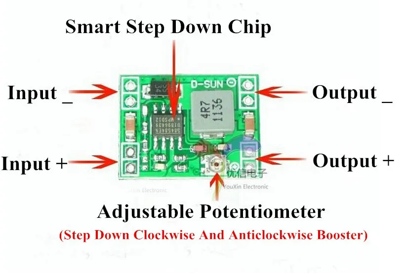 5 sztuk ultra-mały rozmiar DC-DC obniżanie mocy moduł zasilający 3A regulowana przetwornica dla Arduino wymień LM2596 4