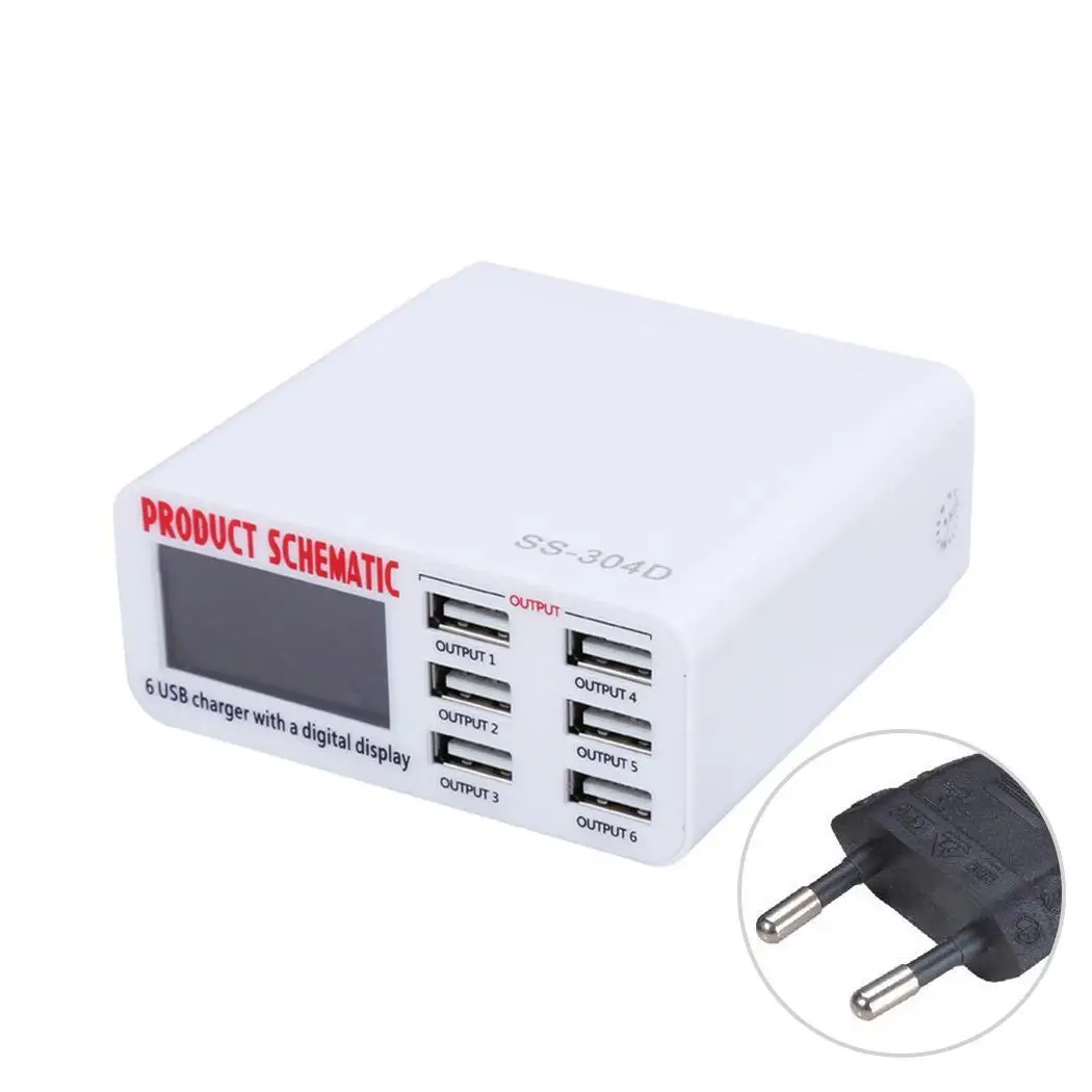 6 портов USB быстрое зарядное устройство ЖК-дисплей Мобильный 240g 6.5A телефоны 899