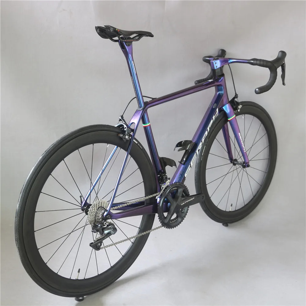 Сверхлегкий углерод дорожный полный велосипед FM629 высокомодульный углерод фирмы Toray волокно t800 22 скорость с Shimao R8000 groupset Хамелеон краска велосипед