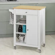SoBuy FKW46-WN Wooden Kitchen Trolley Serving Storage Trolley Cart with drawer food serving trolley for indian marriage halls
