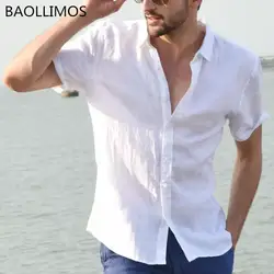 2019 Новое поступление брендовая мужская рубашка с коротким рукавом повседневные для мужчин однотонные рубашки с отложным воротником