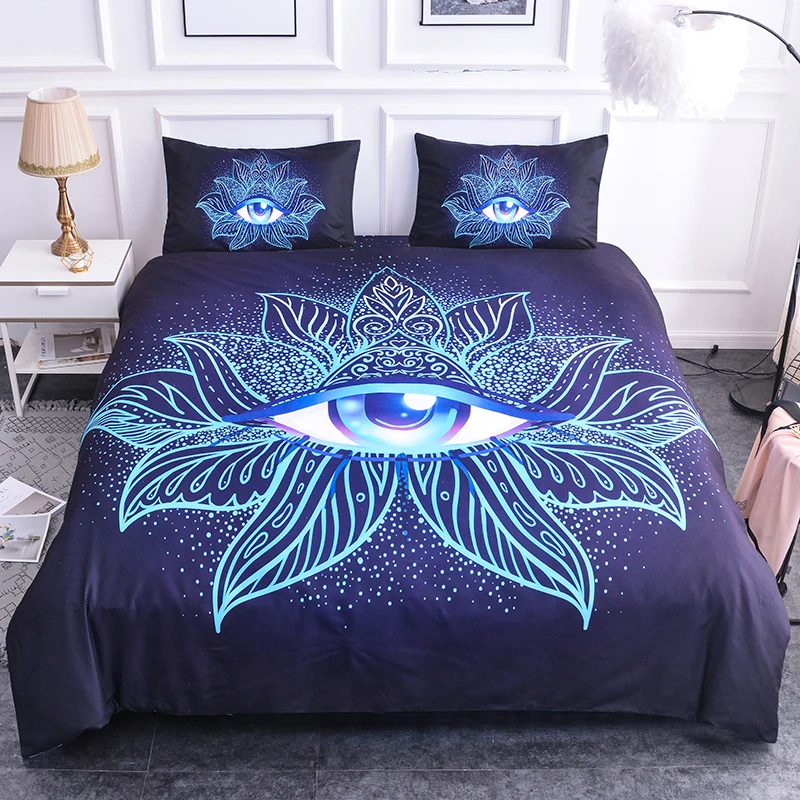 

Boniu 3d Blue and Purple Lotus Eyes Pattern Bedding Set King Size Duvet Cover with Pillow Covers 2/3pcs Soft Bed Set