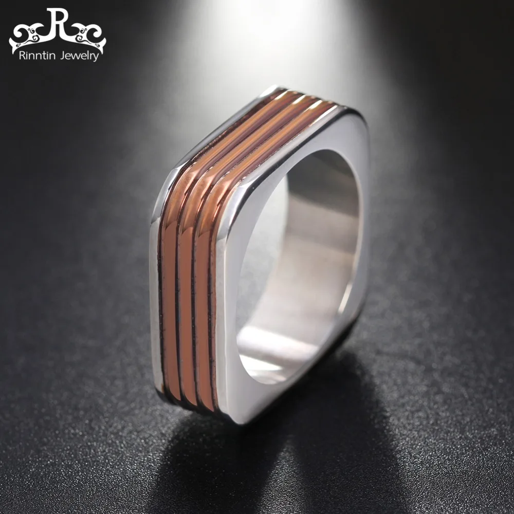 

Rinntin Beautiful Stainless Steel Rings with New Rose Gold Color and 3 Rounds 7mm Party Ring for Women Fashion Jewelry DGTR78
