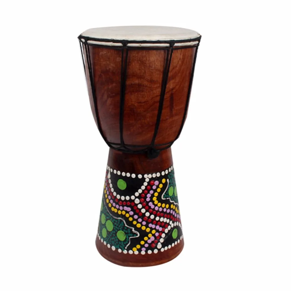 

4/6 Inch African Djembe Percussion Hand Drum Mahogany Wooden Jambe Doumbek Drummer with Classic Pattern Pure Goat Skin Surface