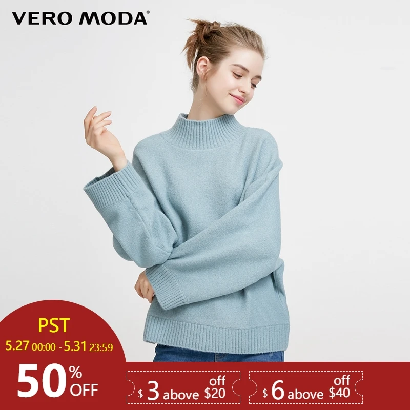 

Vero Moda new ribbed half-neck bat fluffy sweater|318113505