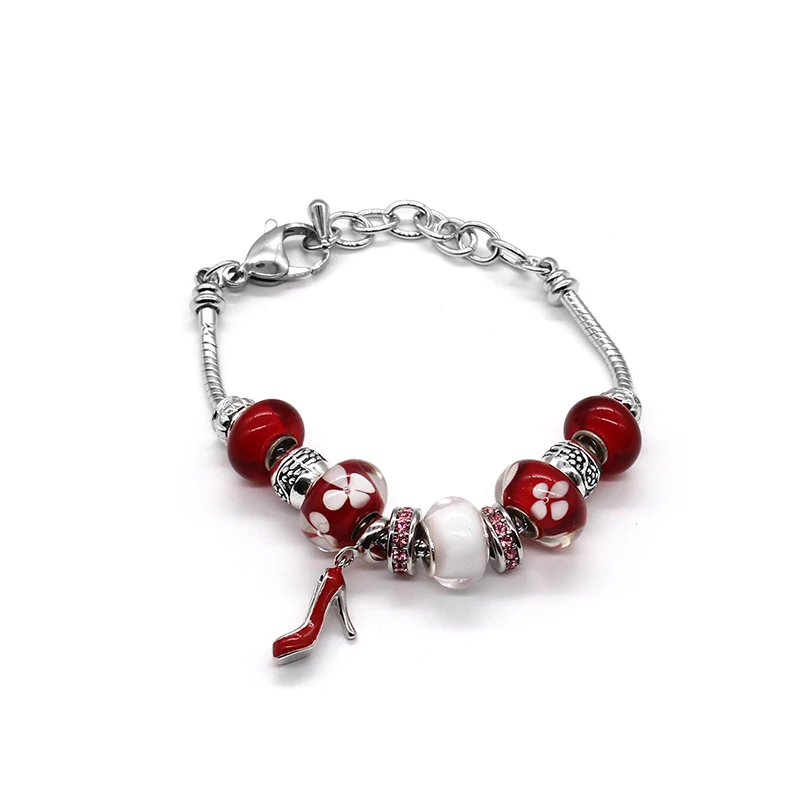 SANYU/Новинка года; стильный модный браслет Pandora высокого качества; Цвет Красный; на высоком каблуке; украшенные блестящими бусинами; женские ювелирные изделия; BR-1592