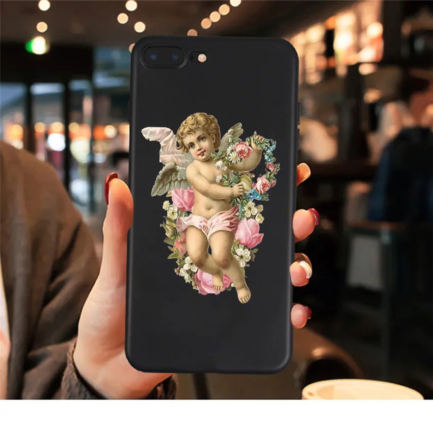 Чехол для телефона с изображением ангелов Ренессанса для iPhone X, 7 Plus, XS, 10, мягкий силиконовый чехол из ТПУ с цветочным принтом для мальчиков, чехол для iPhone 6S, 8 Plus, XS Max, чехол