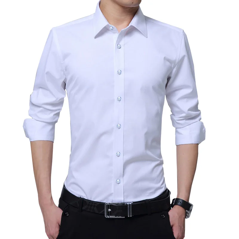 2019 New Autumn Work Men's Lapel Shirt Casual Business Washed Slim Fit Long Sleeve Shirts Cotton Dress |