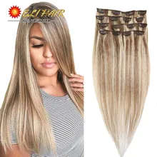 Remy Brazilian Hair Clip In Extensions 120G Clip In Blonde 613 1BBlack Full Head Blonde Virgin Clip In/on Human Hair Extensions