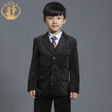 Nimble Brown Plaid Boys Blazer Kids For Weddings Party Tuxedos Formal Brand Two Pockets Gentleman Formal Toddler Boys Blazer
