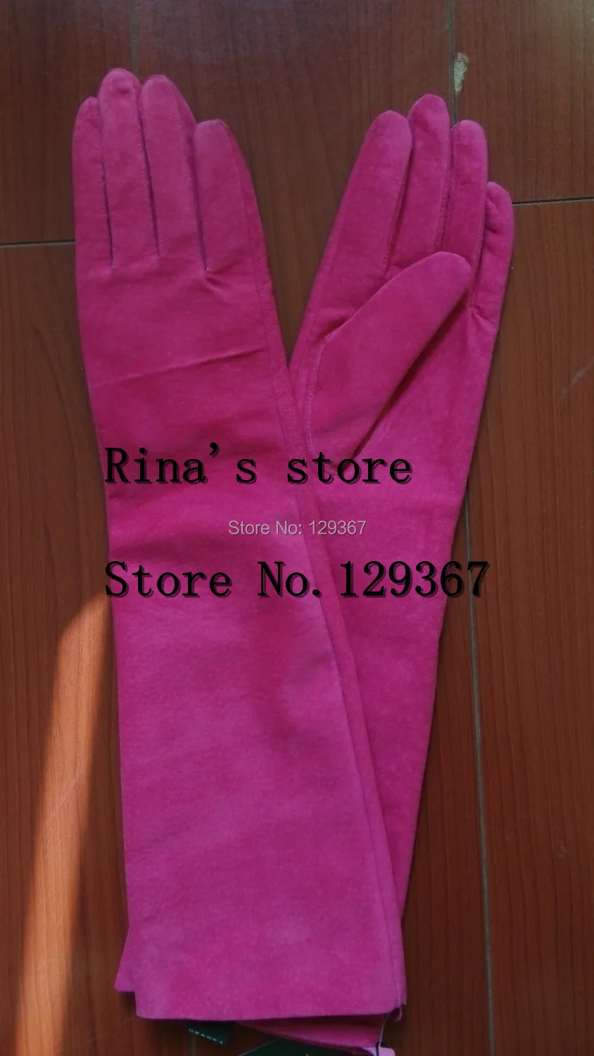 Перчатки женские из 100% натуральной кожи длиной 45 см на осень/зиму R097|leather gloves|suede