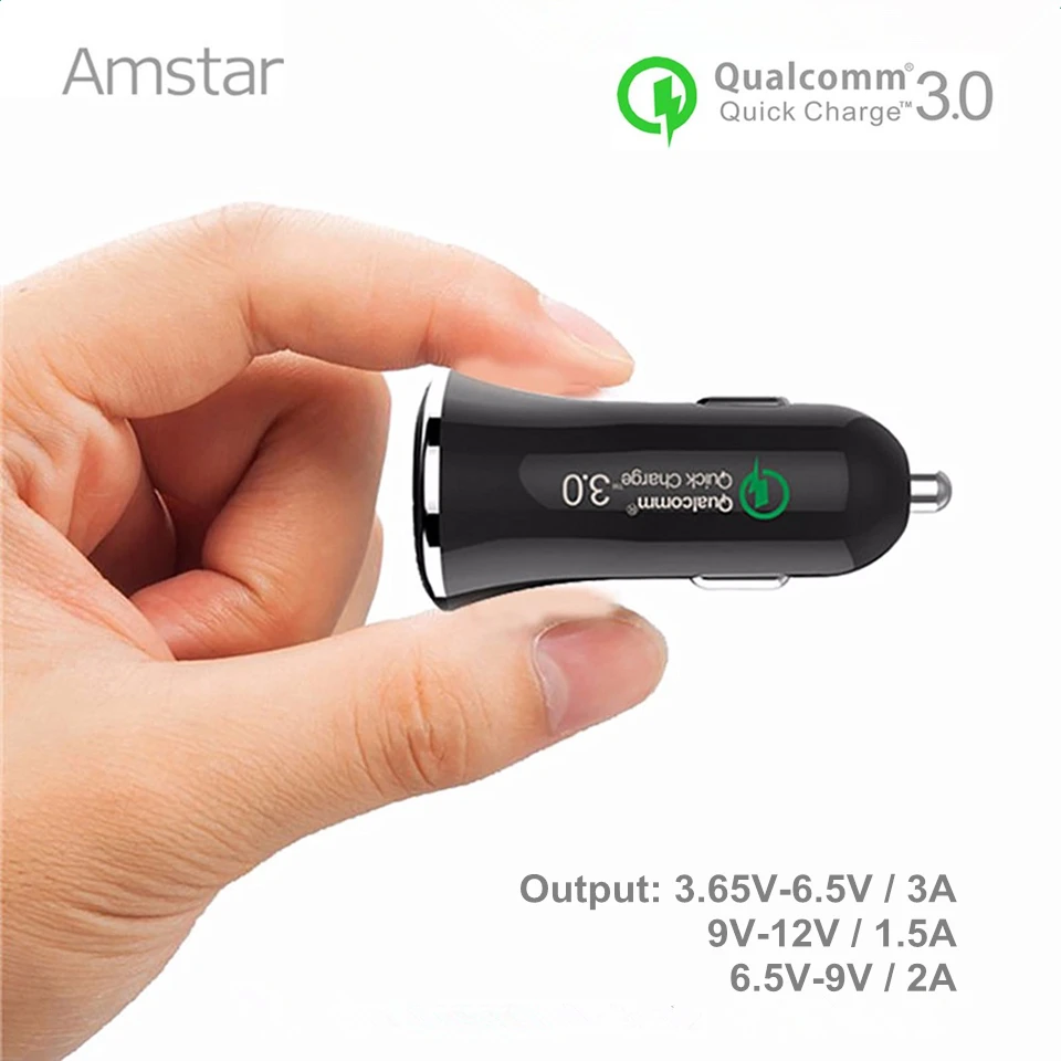 Автомобильное зарядное устройство Amstar 3 0 18 Вт быстрая зарядка USB QC3.0