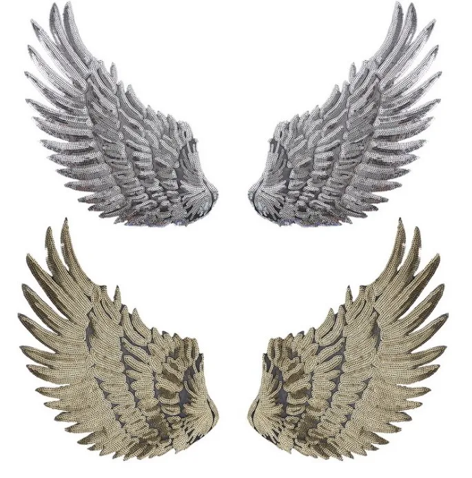 

1pair WING Sequins brand for clothes Iron on embroidered patch DIY motif applique deal with it clothing