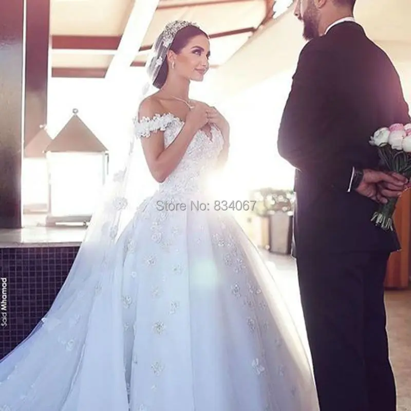 Elaborate Backless Wedding Dress 2017 Said Mhamad Off Shoulder Short Elaborate Backless Wedding Dress 2017 Said Mhamad Off Shoulder Short Sleeves Flowers Bride Dresses Y V Neck Gowns In From