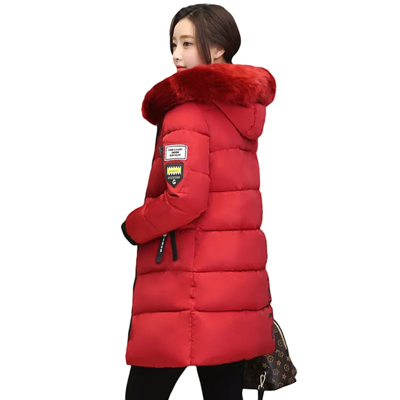 Повседневные женские зимние куртки с меховым воротником, пуховики, теплые женские осенне-зимние пальто с капюшоном, длинная парка, верхняя одежда