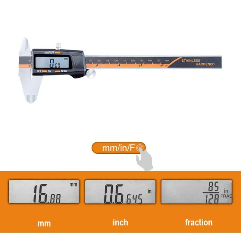 Нержавеющая сталь цифровой дисплей суппорт 0-150 мм/дюймовая Высокая точность ЖК-дисплей штангенциркуль Калибр микрометр измерительный инструмент
