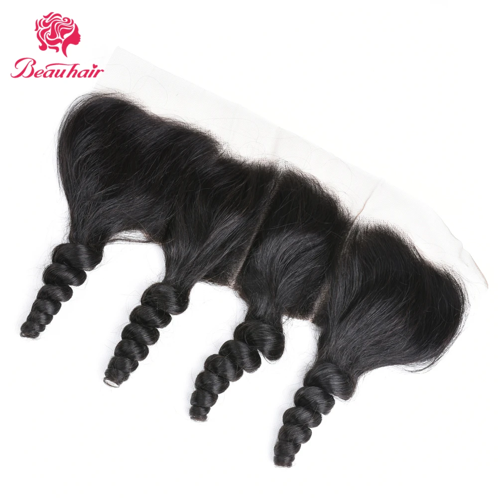 

Beau Hair Non-Remy Weaving Natural Color frontal Free Shipping India 100% Human Hair Loose Wave 13*4 Lace frontal
