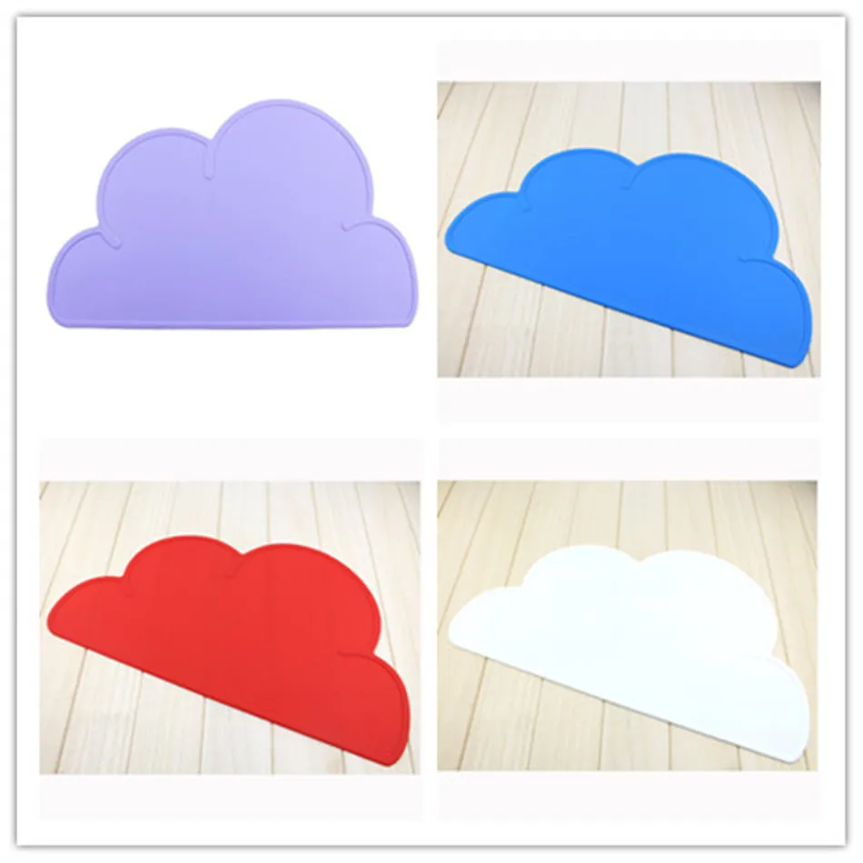 Cute Silicone Placemat FDA Bar Mat Baby Kids Cloud Shaped Plate Mat Table Mat BPA Free Waterproof Set Home Kitchen Pads 47x27cm (12)