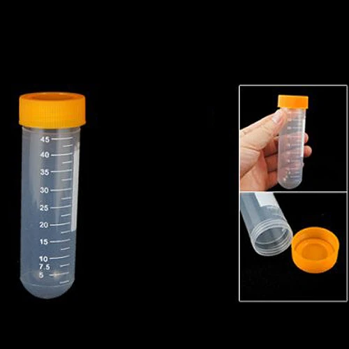 

Affordable 50 Pcs 50ml Round Bottom Centrifuge Tubes w Attached Caps Clear White Orange
