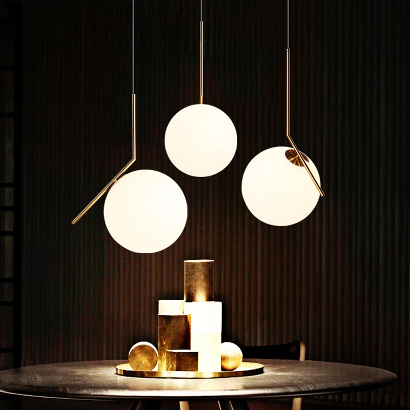 

Modern Glass Ball Pendant Light Fixture Round Iron Luminaire Metal Lamp Designer Glass Luster Industrial Lamp Hanging Lamp