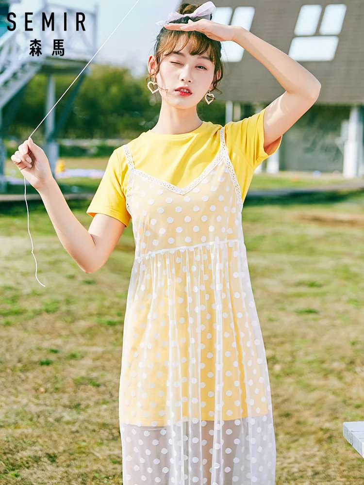 

SEMIR Women Sexy Summer Dress Lace Short Sleeve Maxi Long Dress Beach Style Strap Sundress Vestidos for Female Dresses