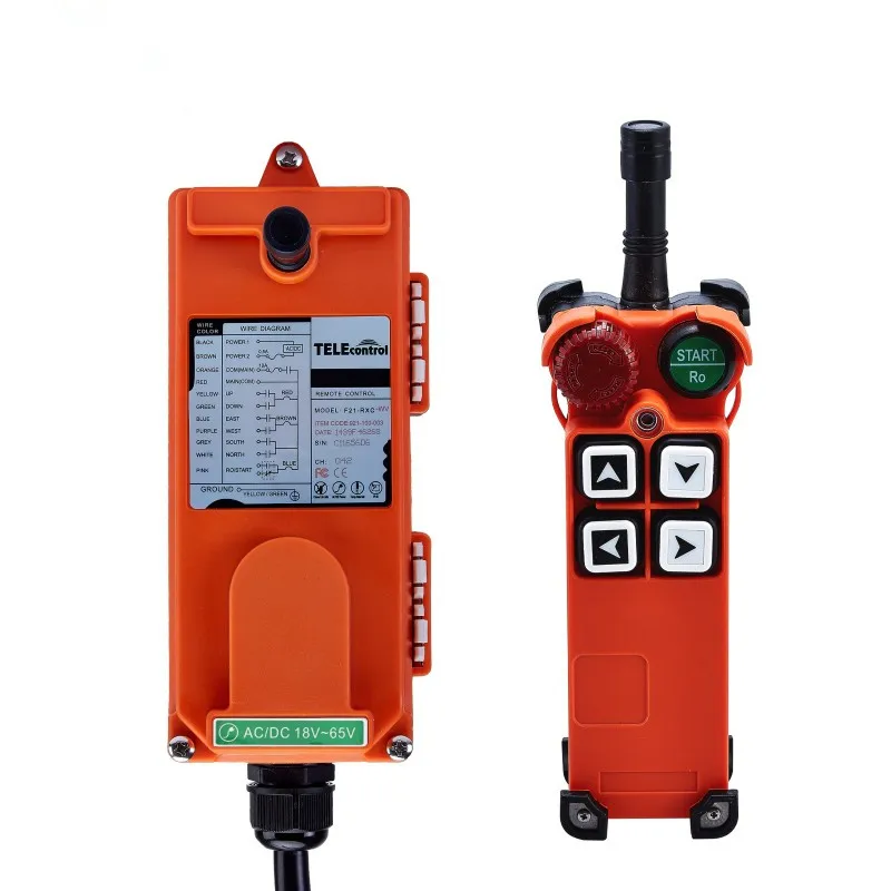 

F21-4S Crane remote control with 4 single speed buttons 18-65V or 65-440V VHF or UHF