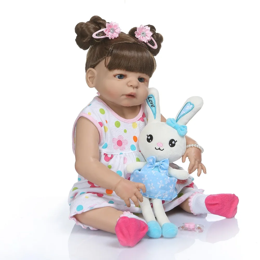 Fashion hairstyle newborn bebes dolls reborn baby girl silicone inteiro realista doll Bath toy children gift Anatomically Correc