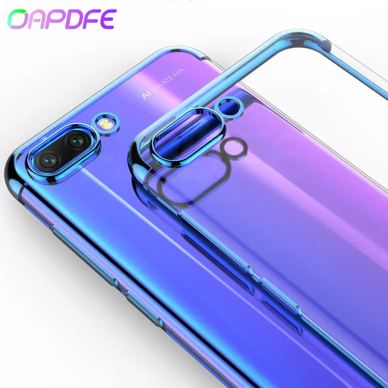 

Plating Soft Silicone Transparent Case on the For Huawei P20 Pro P10 Lite Plus Honor 10 9 Lite V10 V9 Play Phone Cover Cases Bag