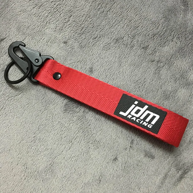 JDM Гоночный брелок для ключей, мобильный телефон, ID карта, подвесной ремешок, ремешок на запястье/ладонь, ремешок, держатель для сотового телефона, брелок, черный крючок - Название цвета: 1pc red