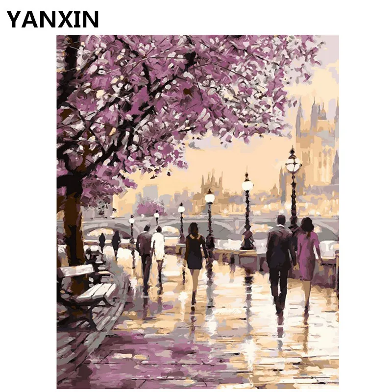 YANXIN DIY Frame Painting By Numbers Oil Paint Wall Art Pictures Decor