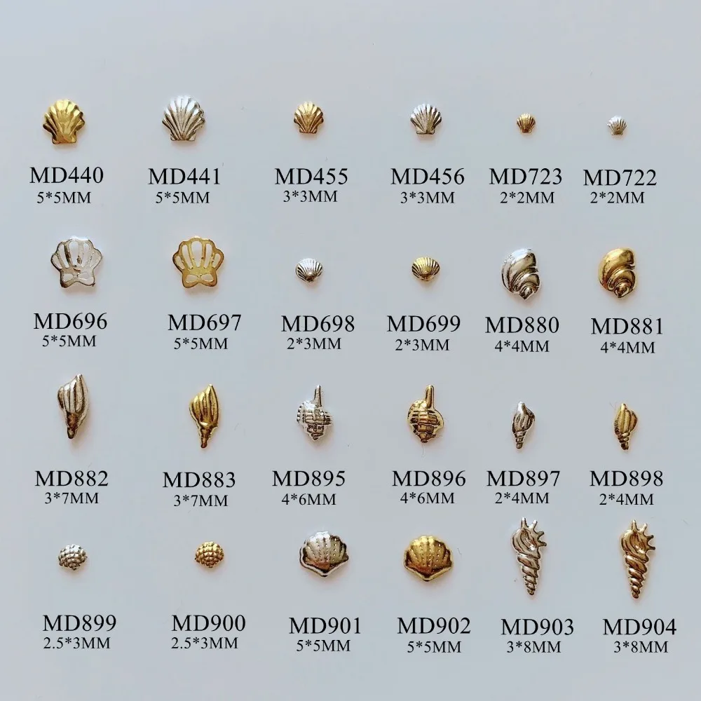 

3D Approx. 100pcs/bag Metal Stud Sea Series Shell Conch 3D Charm Mini Stud MD440-904