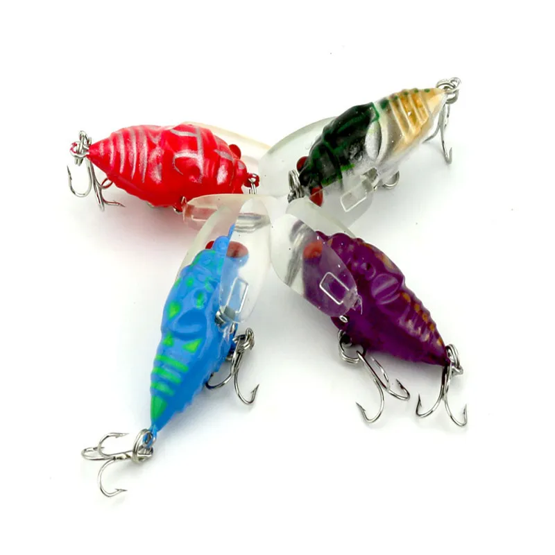 4 pcs السنانير 4 cm 6.4g إغراء الكريكيت الصيد الطعم المتكاملة الحشرات الطعم